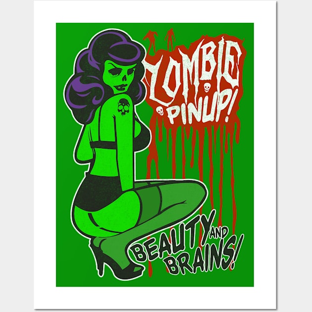 Bombshell Zombie Pinup Wall Art by deerokone